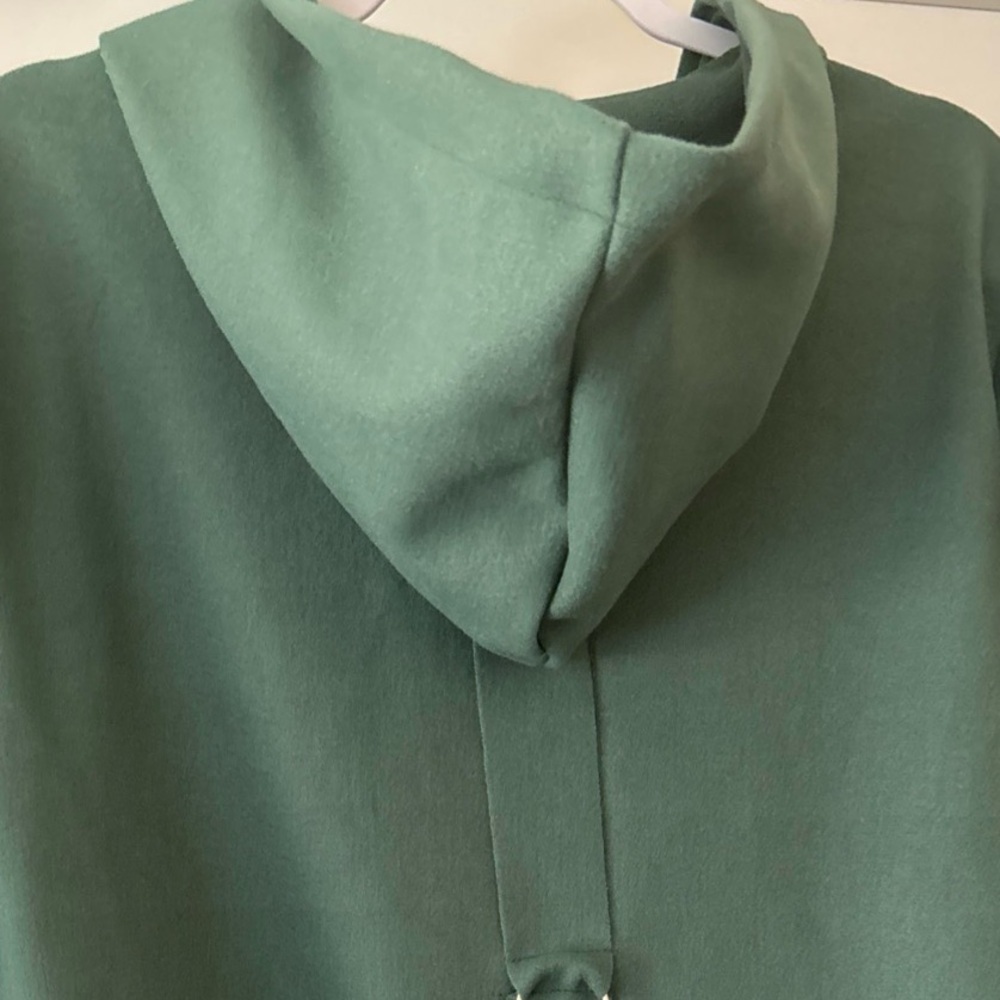Women’s Hooded Coat M Sage Green Cotton Spandex Snaps Distinctive Details New - Picture 9 of 13